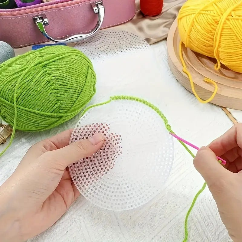 PLASTIC ROUND SHAPE CANVAS MESH SHEETS FOR BAGS AND DIY ACCESSORIES