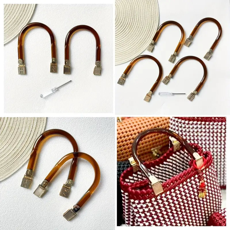 2pcs Acrylic Replacement Handles with Golden Clasps