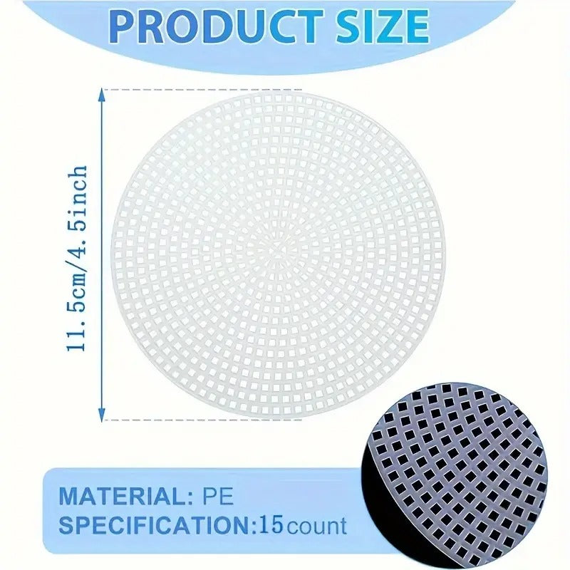 PLASTIC ROUND SHAPE CANVAS MESH SHEETS FOR BAGS AND DIY ACCESSORIES