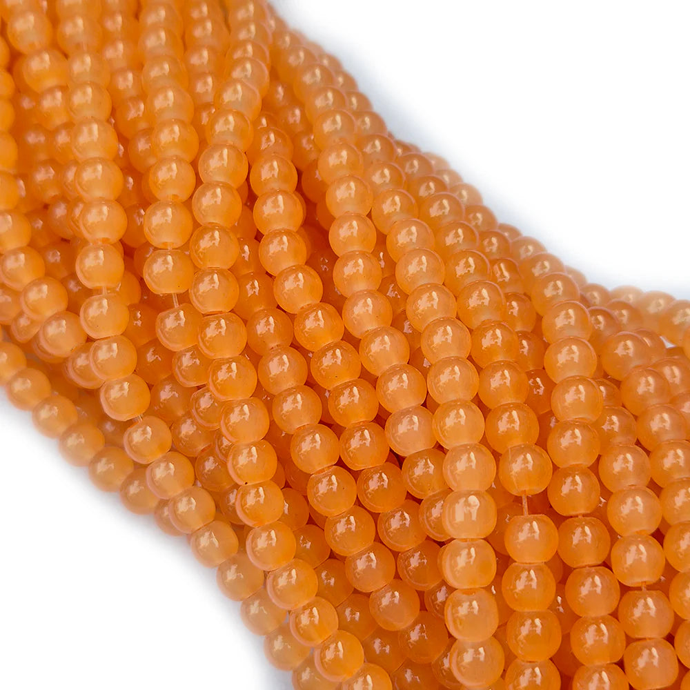 GLASS IMITATION JADE BEADS – 100PCS STRAND FOR DIY JEWELRY MAKING