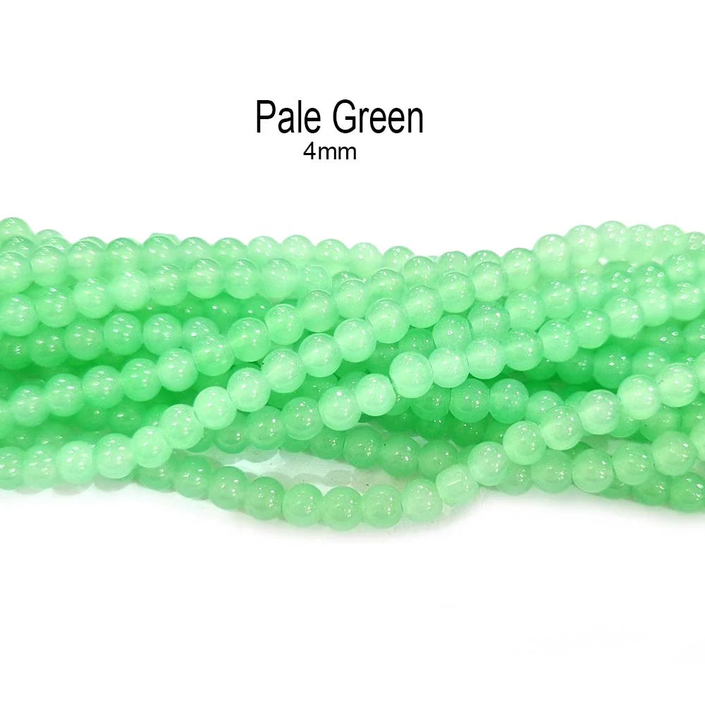 GLASS IMITATION JADE BEADS – 100PCS STRAND FOR DIY JEWELRY MAKING