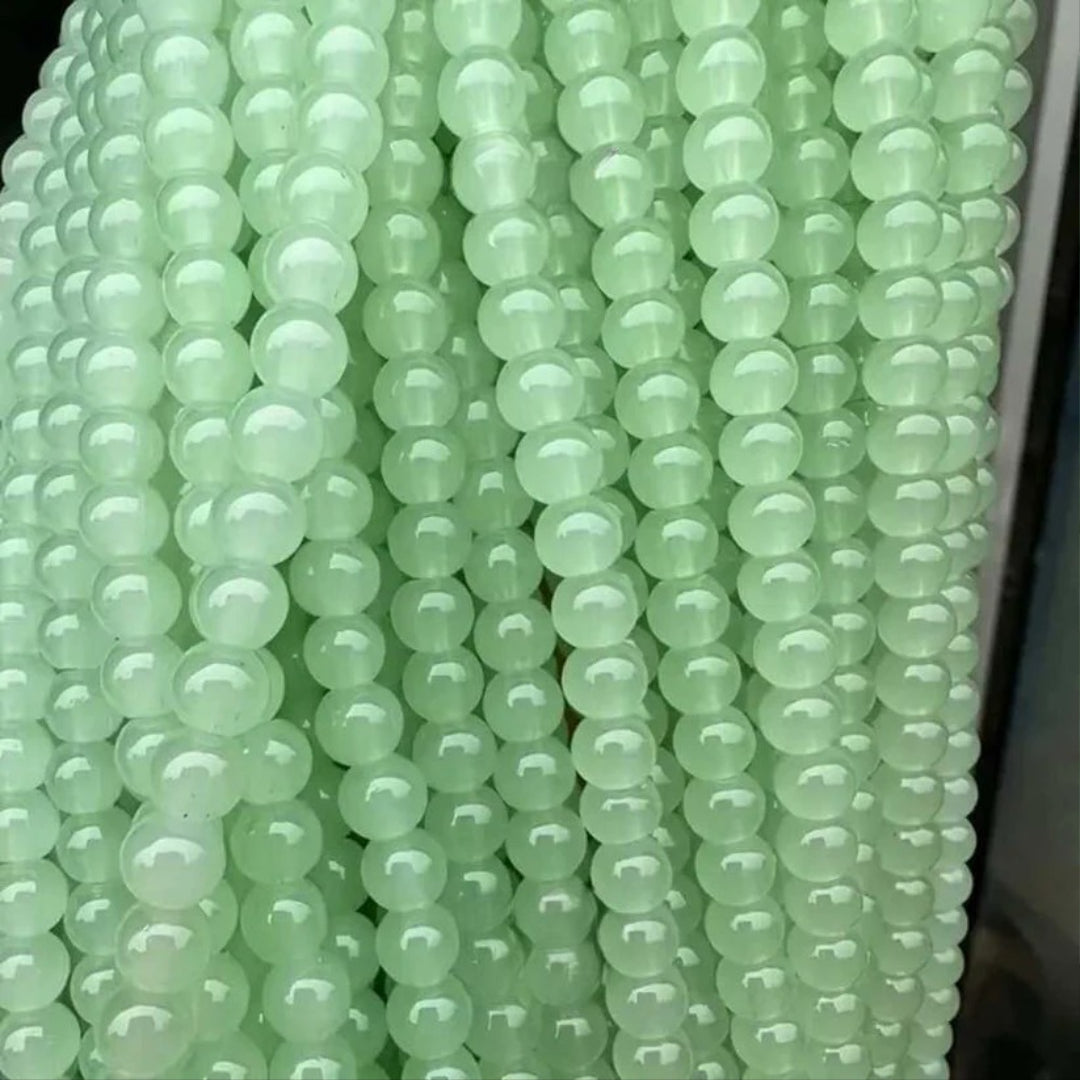 GLASS IMITATION JADE BEADS – 100PCS STRAND FOR DIY JEWELRY MAKING