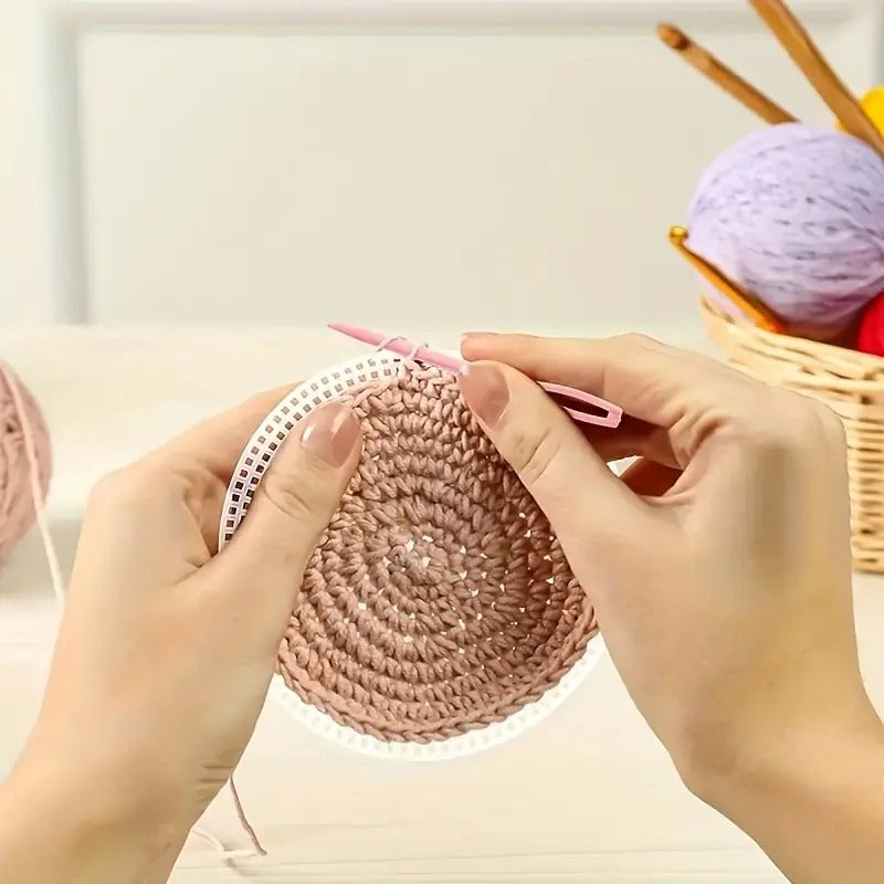 PLASTIC ROUND SHAPE CANVAS MESH SHEETS FOR BAGS AND DIY ACCESSORIES